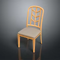 Wooden Dining Chair With Unique Geometric Back Design And Soft Gray Upholstered Seat For Modern Home