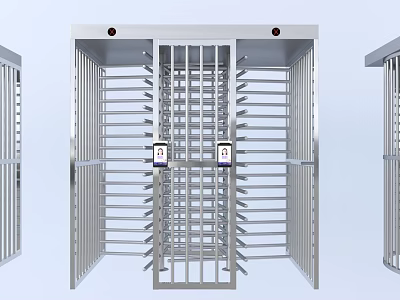 Public Facility Full Height Metal Turnstile With Security Barrier Structure And Pedestrian Access 3d model