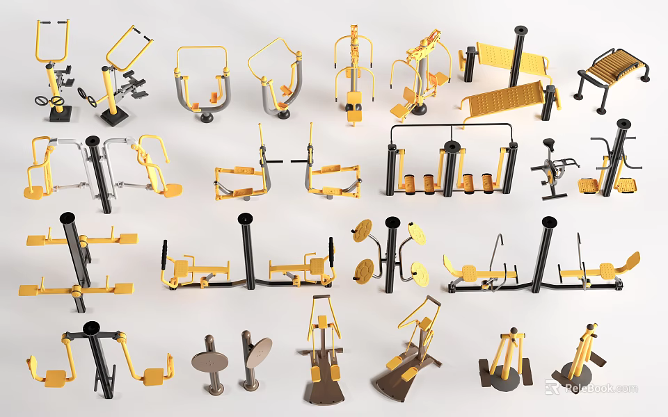 Various Fitness Exercise Equipment With Different Training Tools And Designs 3d model