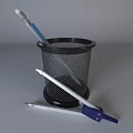 Public Facility Stationery Organizer With Metal Mesh Pen Holder And Writing Tools