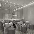 Modern Beauty Salon Interior With Hair Styling Chairs Reception Desk Mirrors And Plants