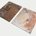 Stylish Square Rugs Featuring Intricate Brown Patterns And Abstract Orange White Designs 3d model