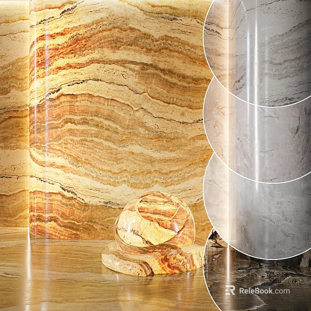 Stone Texture Setting With Decorative Sphere Transparent Cylinders And Swatches 3d model 