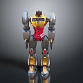 Futuristic Red Gold Silver Robot 3D Model With Mechanical Body Design 3d model