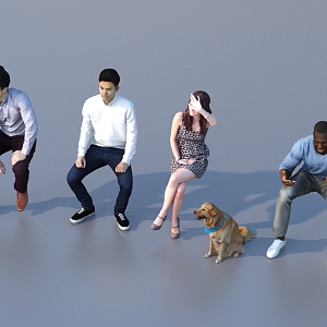 Men and women with multiple characters 3d model