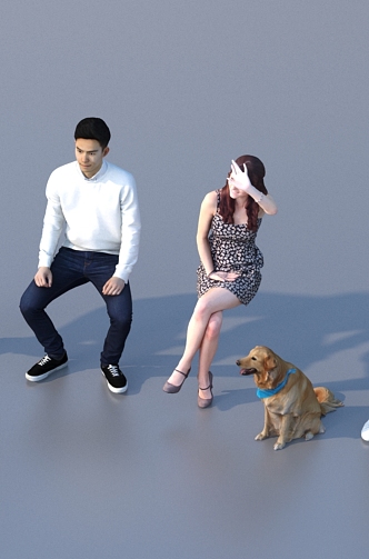 Men and women with multiple characters 3d model