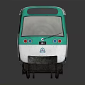 Turquoise and White Model Train with Dark Roof Multiple Windows on Reflective Surface