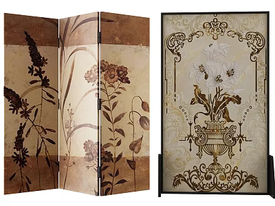 Decorative Screens With Floral Patterns And Ornate Designs 3d model