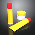 Yellow and Red Lid Daily Life Products with Cylindrical Containers and Rectangular Tubes