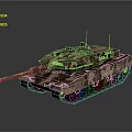 Modern Military Tank With Camouflage Paint Cannon Barrel And Tracks