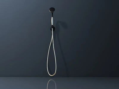 Modern Black Floor Lamp With Sleek Design Against Dark Gray Wall And Reflective Floor 3d model