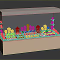 Clear Acrylic Display Cabinet Shelf with Multiple Figure Models and Red Center
