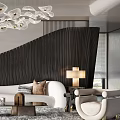 Modern Sofa And Coffee Table Set With White Upholstery Decorative Pillows And Soft Rug
