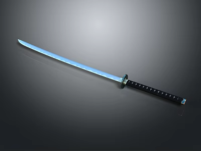 Traditional Japanese Katana Weapon With Sharp Blade And Black Handle Design 3d model