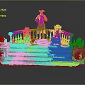 Elegant Historical Statue Display With Pedestal Small Statues Stone Steps And Railings