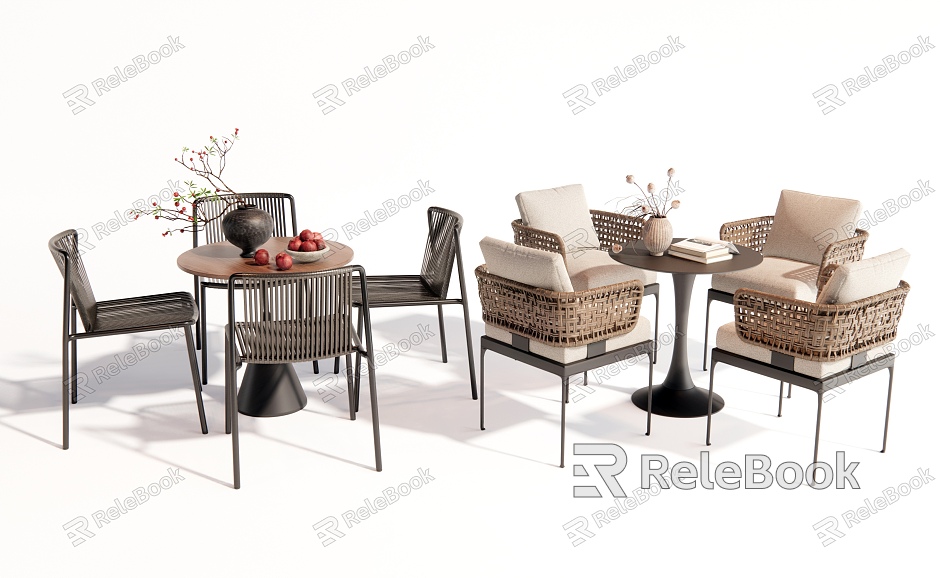 Modern Leisure Table and Chair Negotiation Table and Chair Outdoor Table and Chair Rattan Leisure Chair Vase Jewelry Ornaments model