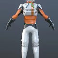 Astronaut Space Suit Design In Orange And White With Three Angles View For Space Exploration