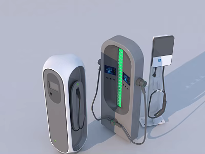 Modern Swing Door Design For EV Charging Stations With LED Indicators And Screens 3d model
