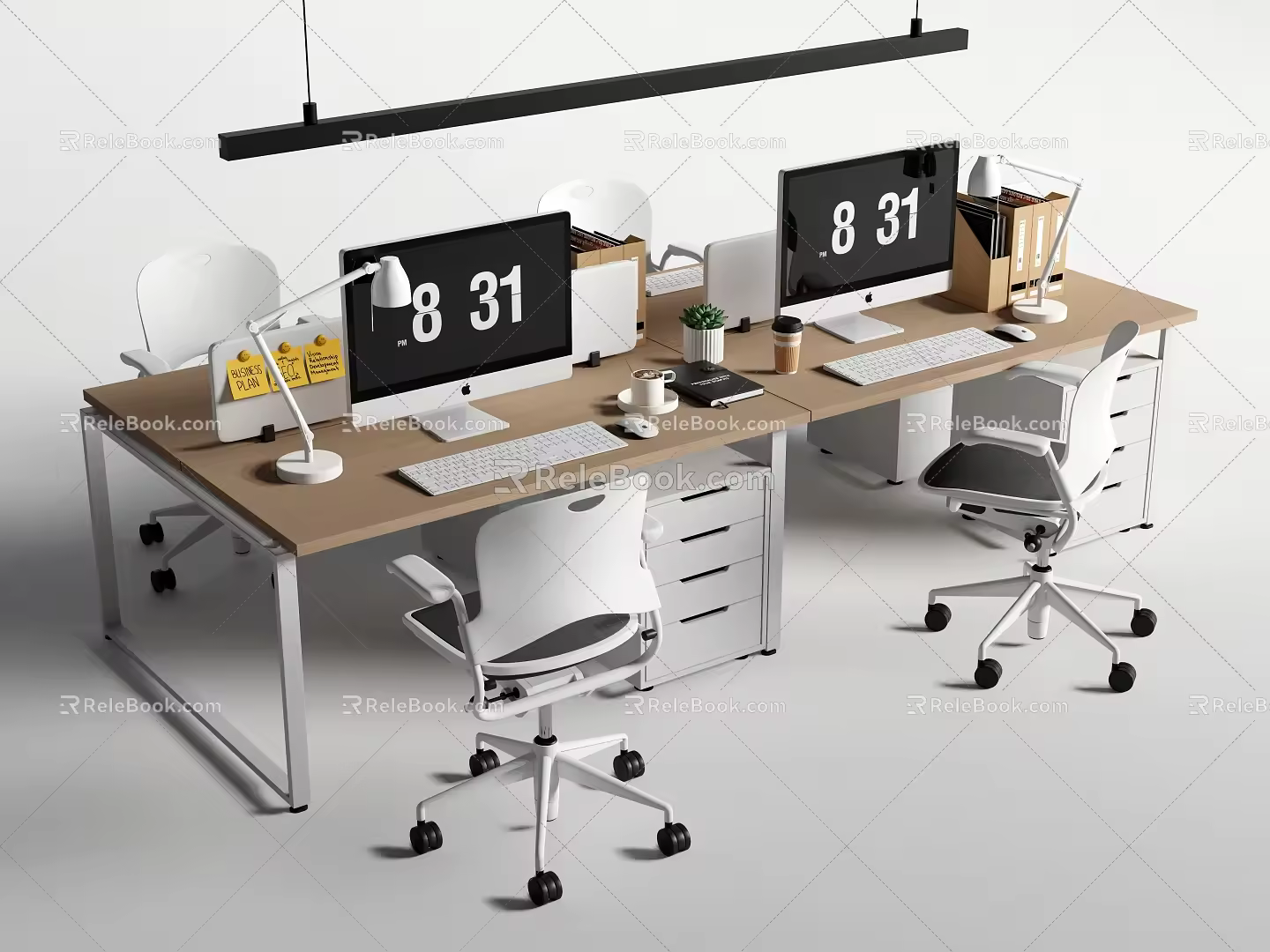 Modern Office Desk and Chair Staff Station Public Office Desk and Chair Computer Desk 3d model
