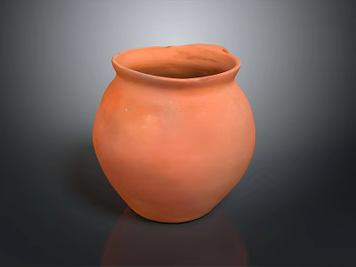Handcrafted Terracotta Clay Pot With Smooth Curved Shape And Natural Texture 3d model