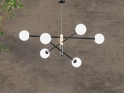 Modern Chandelier Design With White Shades Black Metal Frame And Gold Accents 3d model