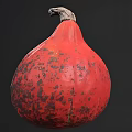 Unique Red Black Spotted Vegetable Pumpkin on Dark Background 3d model