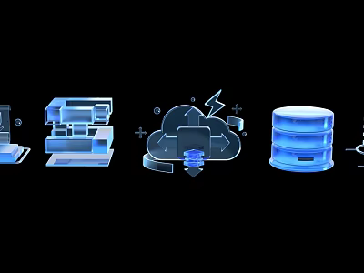Modern Cloud Computing Infrastructure With Data Storage Server And Network Devices 3d model
