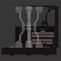 Futuristic Sci-Fi Scene Structure with Platform Console Metal Frames Panels and Lighting