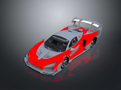 Red And Gray High Performance Race Car With Streamlined Body And Large Rear Wing 3d model