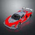 Red And Gray High Performance Race Car With Streamlined Body And Large Rear Wing