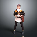 Game Movie Character Design Featuring Brown Hair Jacket Skirt Brown Bag And Goggles Standing Pose