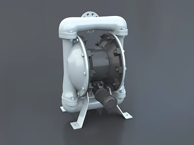 Industrial Air Operated Diaphragm Pump With Metal Body And Support Frame 3d model