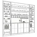 Luxury Wine Cabinet With Marble Background Wooden Cabinets Hanging Glasses Stored Bottles And Warm Lighting