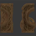 Ornate Carved Bronze Sculptures With Curved Shapes Ring Elements And Intricate Patterns
