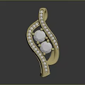 Elegant Golden Twisted Jewelry Pendant With Gemstones And Small Diamond Accents