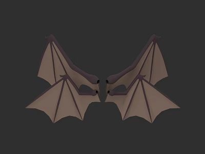 Flying Animal Bat with Symmetrical Brown Wings and Visible Skeletal Structure on Gray Background 3d model