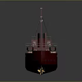 Red Water Transport Boat Featuring Solar Panels on Deck and Chimney Hull Design