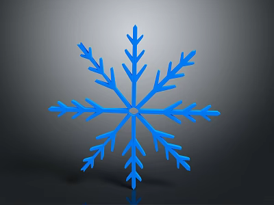 Modern 3D Blue Snowflake Design Against Dark Background With Clean Lines 3d model