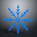 Modern 3D Blue Snowflake Design Against Dark Background With Clean Lines