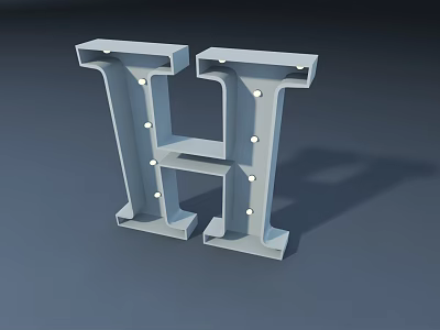 Stylish Letter H Shaped Decorative Light With Small Bulbs For Home Decoration 3d model