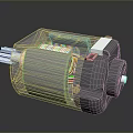 Small Electric Motor with Metal Casing Mounting Brackets and Rotating Shaft