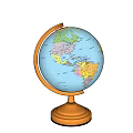 Decorative Globe Ornament Set With Orange Base And Colorful World Map