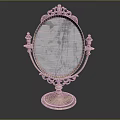 Decorative Tabletop Mirror With Classic Ornate Frame And Stable Base For Makeup 3d model
