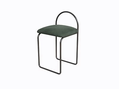 Modern Bar Stool With Black Metal Frame And Green Cushion Seat 3d model