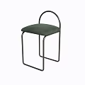Modern Bar Stool With Black Metal Frame And Green Cushion Seat
