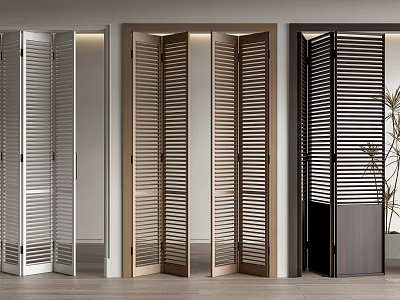 Folding Doors With Louver Design In Various Styles For Interiors 3d model