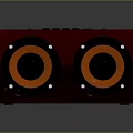 Stylish Red Wooden Speaker With Dual Orange Speaker Units And Black Control Panel
