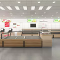 Modern Supermarket Department Store Interior with Bright Lighting Spacious Layout Shelves Product Displays and Checkout