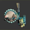 Decorative Ornament Set With Pig Figurine Silver Headpiece Blue Bead Necklace And Blue Decorative Box
