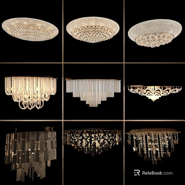 Various Elegant Chandelier Designs With Crystal And Modern Decorative Styles 3d model 